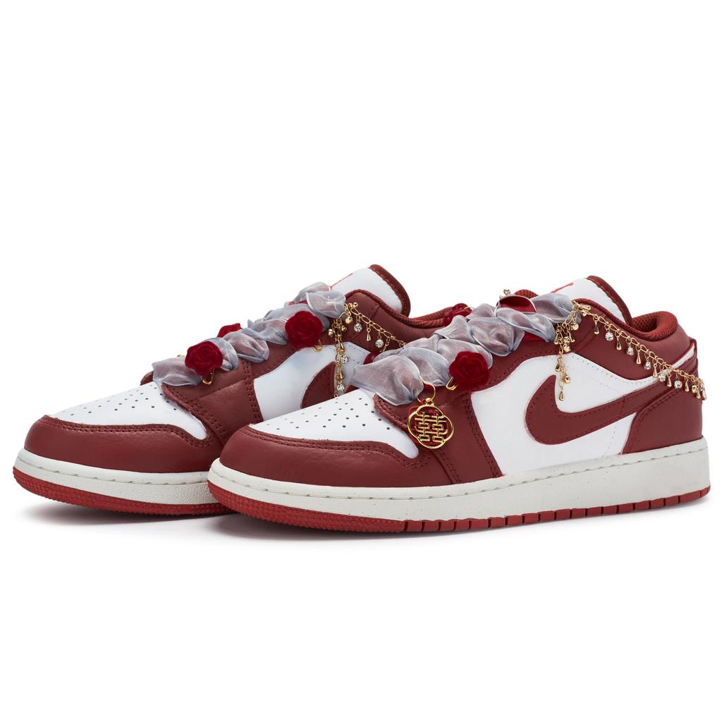 Jordan Air Jordan 1 811 Manufacturing, Perfect Match Made In Heaven Low Top Vintage Basketball Shoes Men's Red White FJ3459-160(Team80-)