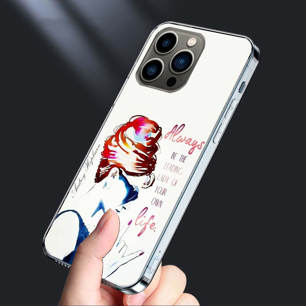 Audrey Hepburn Phone Case For Iphone 16E 15 Pro 14 Plus 17E 16 17 Pro Max Air 11 12 13 Mini Shockproof Capa Cute Cover TPU Cl