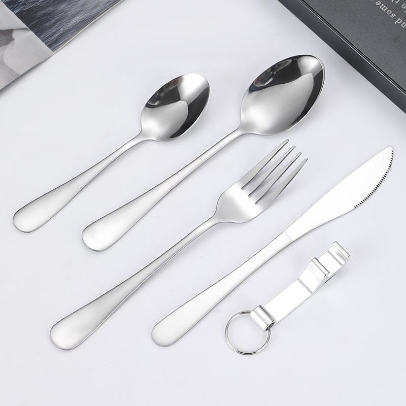 Stainless Steel Cutlery Spoon Fork Chopsticks Knife Set Tableware Travel Set with Case Dinnerware Portable Home Camping
