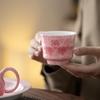 Pure hand-painted cherry blossom powder master cup high-end tea cup tea set exquisite girls tea cup high-end gift gift