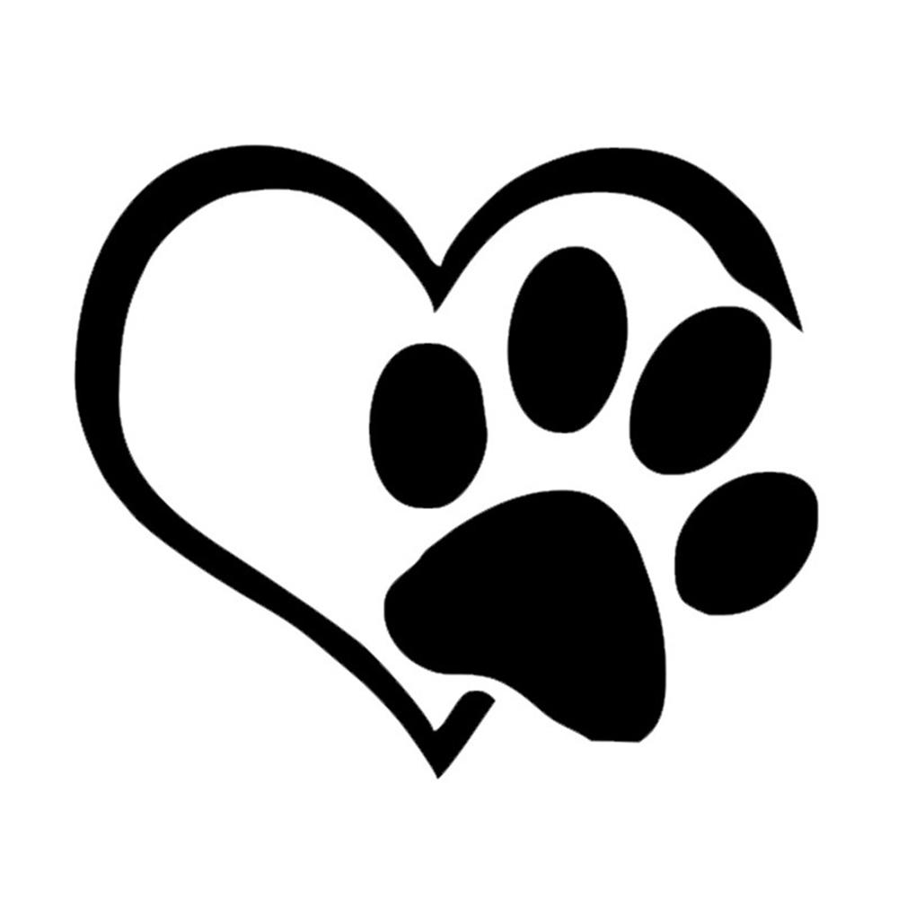 Cute Dog Paw Car Sticker with Peach Heart Cartoon Animal Take Dog Cat Love Pet Sticker Black White Red