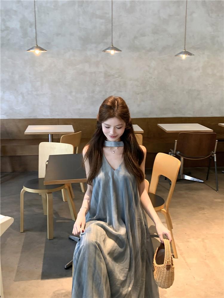 2026 French Yellow Spaghetti Strap Sleeveless Dress for Women - Summer Beach Fairy Long Dress