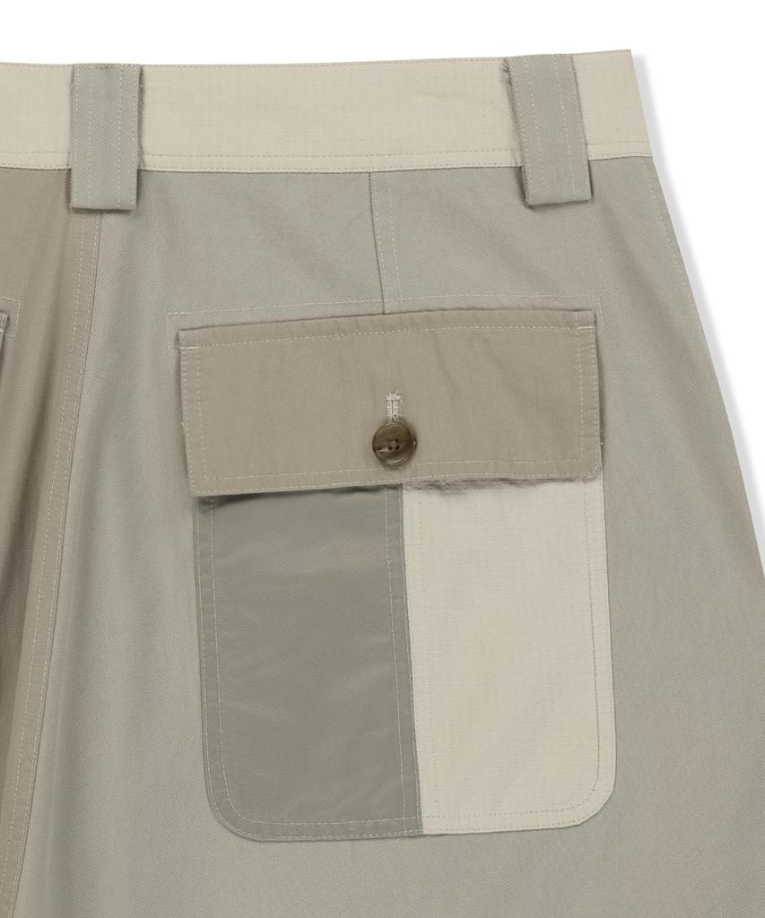Mattengkim Patchwork Cargo Bermuda Pants For Men In Beige