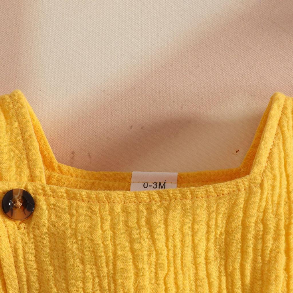 Set Vestito con Maniche a Volant Loto Estivo e Fascia con Mutandine per Neonate 0-1 Anno
