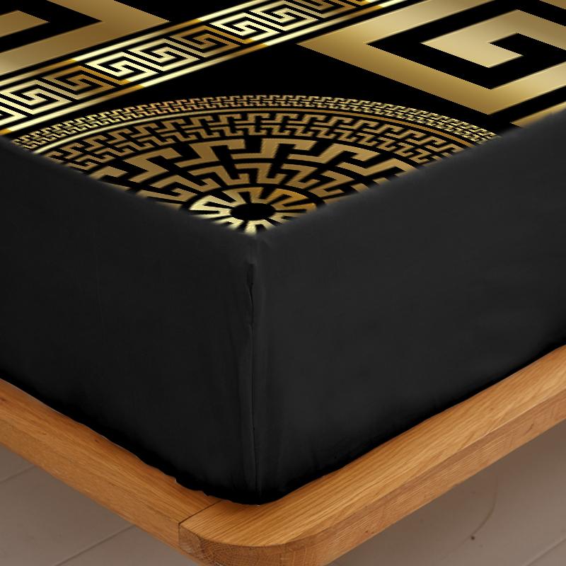 3 Peças Lençol de Disco Estilo Europeu 100% Poliéster 1 Lençol de Elástico 2 Fronhas Tamanho Queen/King Capa Protetora Elástica para Colchão