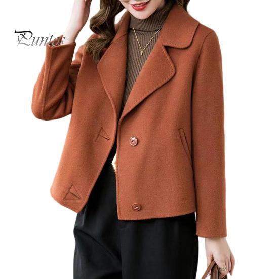 

Женский пиджак с лацканами, однобортный, двусторонний, шерстяной, пальто, свободный, короткий, с длинными рукавами, для поездок на работу, свиданий, весна, осень, зима XXL