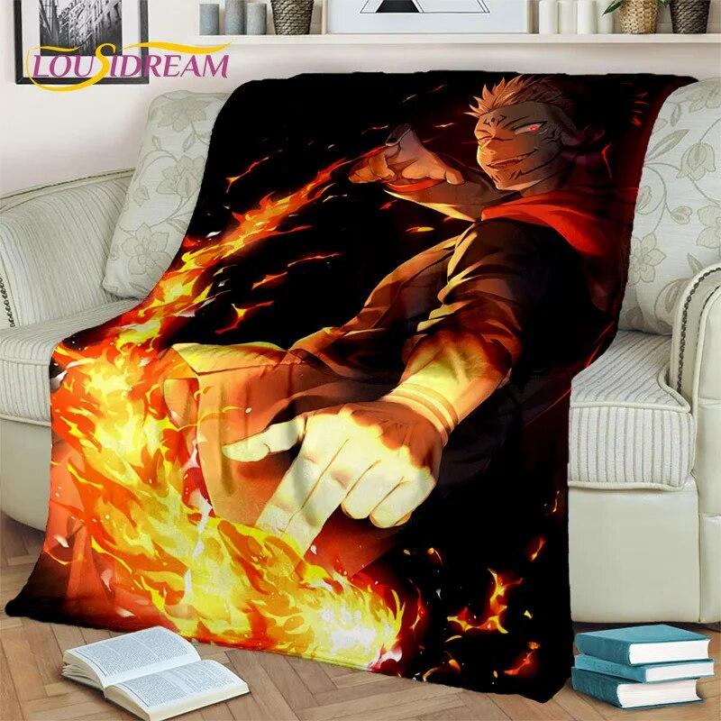 Anime Jujutsu Kaisen Itadori Yuji 3D Blanket,Soft Throw Blanket for Home Bedroom Bed Sofa Picnic Travel Office Cover Blanket Kid