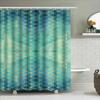 Modern Geometric Bathroom Shower Curtain Set For Home Decor Blue And Gold Colorful Pattern Waterproof Fabric (180X180Cm)