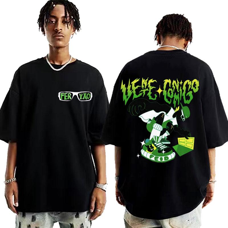 Limited edition rapper Feid Ferxxo mens pattern Tshirt Y2K highquality oversized comfortable breathable top