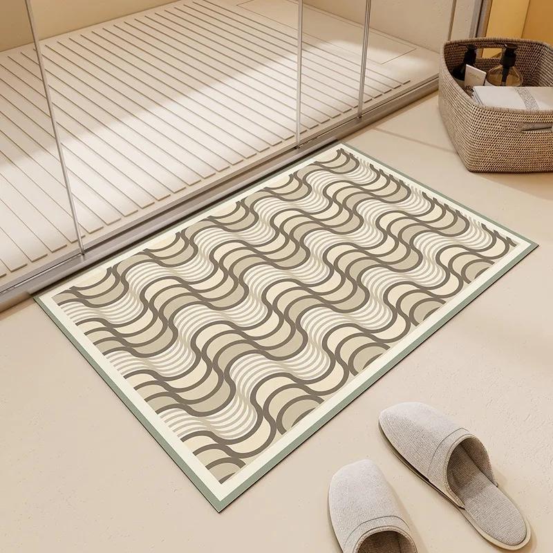 Tapis à Carreaux et Rayures Colorées Style Bohème Européen Salon Canapé Chambre à Coucher Salle de Jeu Bureau Salle de Bain Tapis de Sol d'Entrée Antidérapant Décoratif