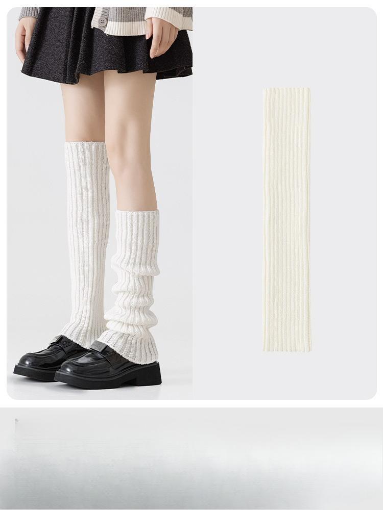 

Autumn and Winter Knitted Sock Sets for Warmth, Long Leg Covers, Over-the-knee Snow Boots, and Sock Sets 1 pair 40cm молоко, білий колір