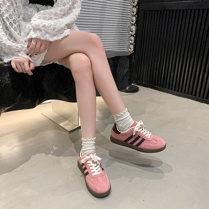 Lightweight Red Platform German Training Shoes Women's Spring 2025 New Flat-soled Lace-up Sports and Leisure Shoes Board Shoes