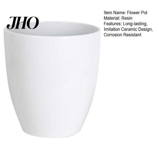 Resin Flower Pot Deep Imitation Ceramic Plant with Drainage Hole Monstera Unique Planter Saucer for Indoor Outdoor Plants Home Garden Office