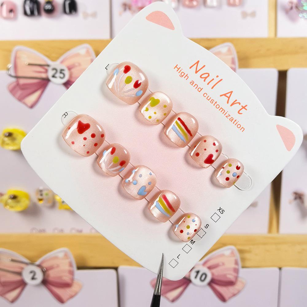 Red Detachable Reusable Kids  Manicure: New Year Lion & Cat Eye Style Nail Stickers for Brightening Skin.