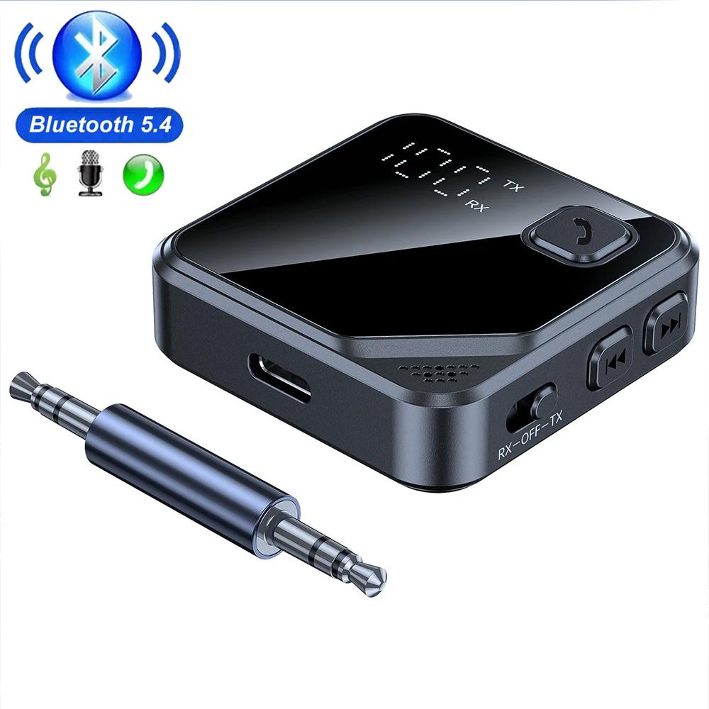 

2-IN-1 Car Bluetooth 5.4 Receiver 10M Stable Transmitter 3.5mm AUX With LCD Battery Volume Display for Car Music/Hands-Free Call чёрный