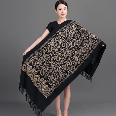 Diamonds Embroidery Scarf Women Winter Thicken Cashmere Scarves Wraps Luxury Ladies Pashmina Foulard Long Tassel Blanket Shawl