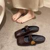 Retro temperament single shoes women's 2025 spring new outer wear square head low heel thick heel Mary Jane shoes bag head drag