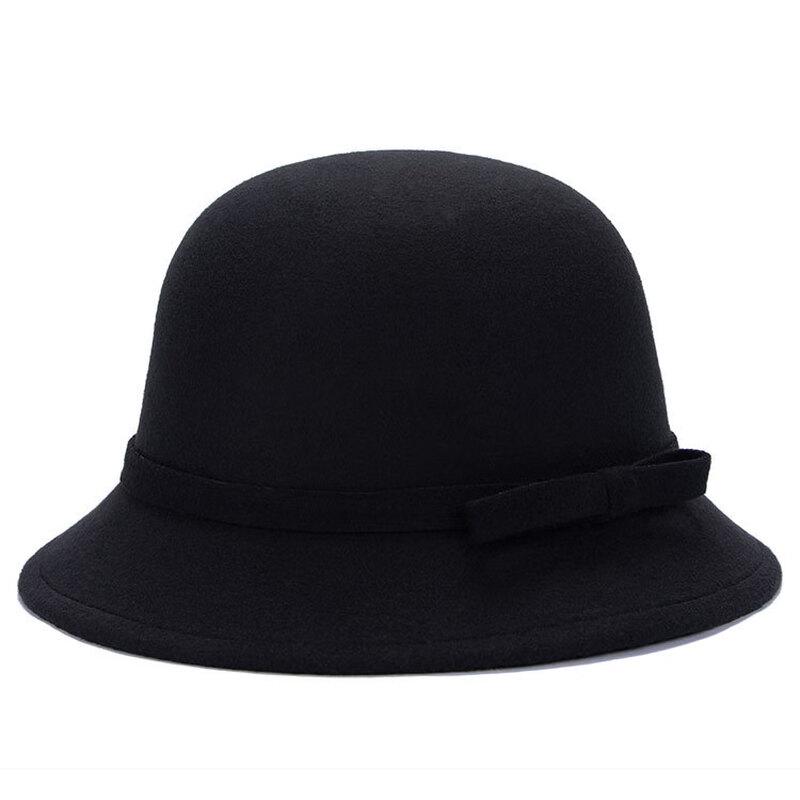 ZHENYUEQI Women's Autumn/Winter Felt Fedora Hat with Bow
