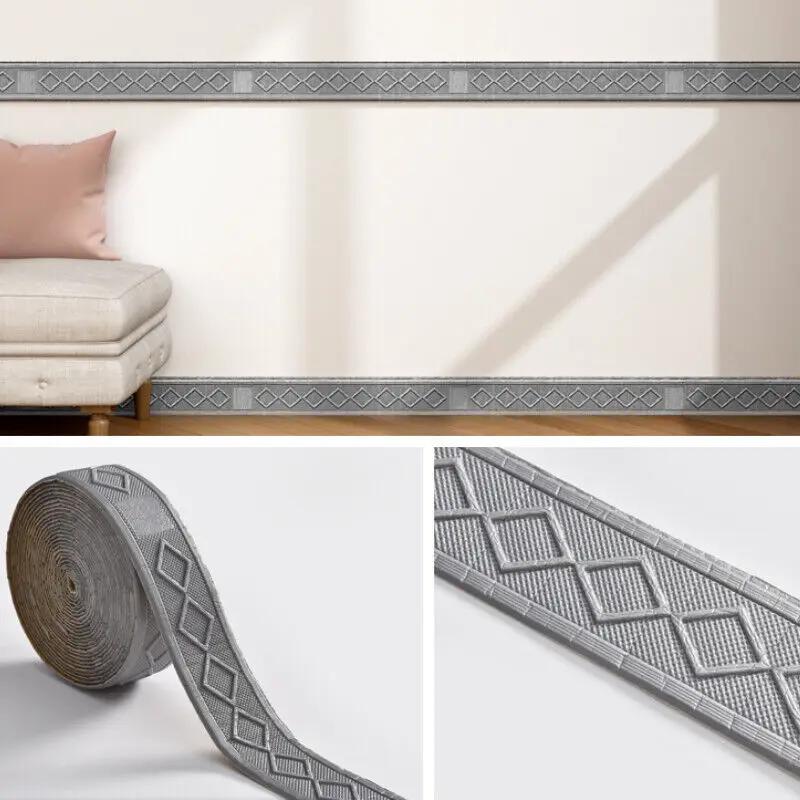 9.2M 3D Wall Trim Line Skirting Border Self Adhesive Waterproof Baseboard Wallpaper Wall Sticker for Living Room Home Decoration