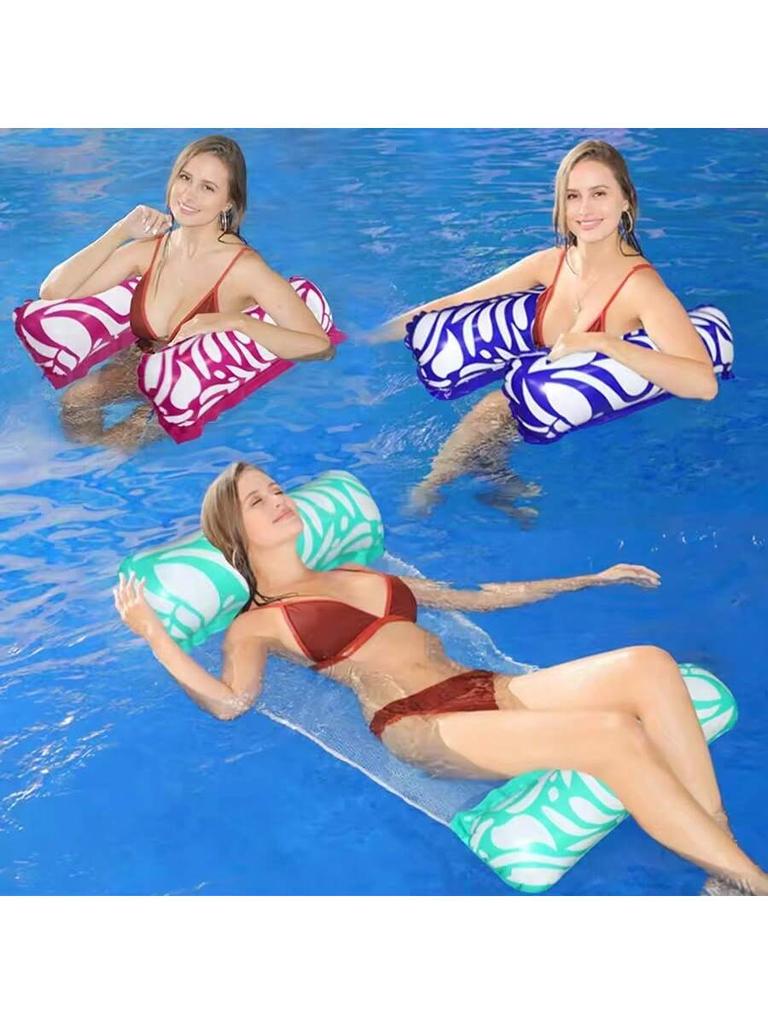 1pcs Foldable Water Hammock Float Lounger PVC Inflatable Pool Mat Floating Bed Chair Swimming Air Mattress Pool Party Recliner