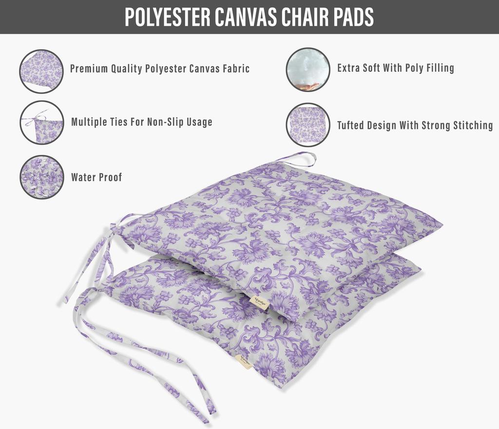 Vargottam Indoor Outdoor Tufted Printed Square Seat Patio Cushion Set Of 2 Water Resistant Patio Furniture Seat Cushion 19,inches, Purple |