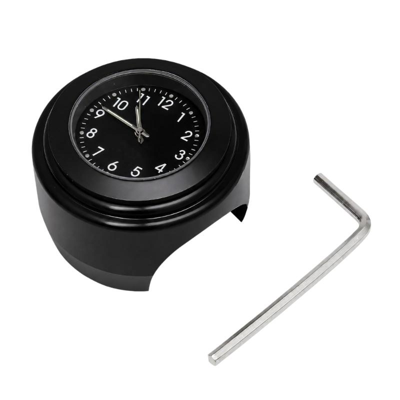 Handlebar Clock Timepiece for Motorcycles, Analog Bar-Fit Clock for 22-25.4 Mm Bars and Daily Travel Road Use Access