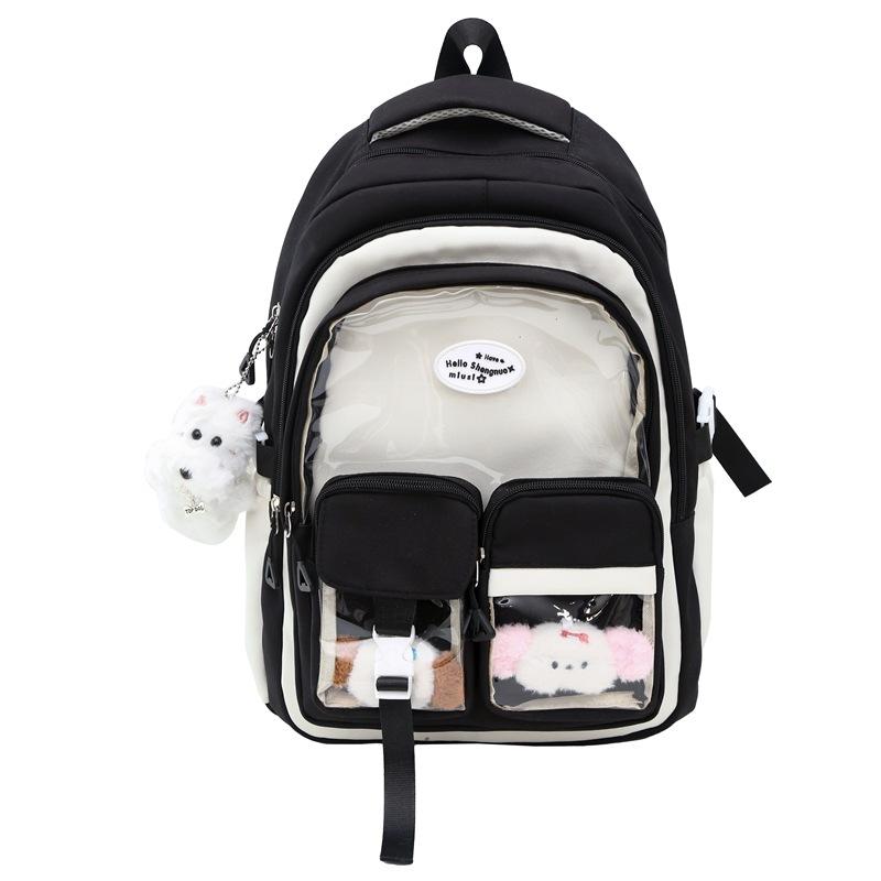 Cute Pain Bag Ins Wind School Bag Female Junior High School Student Japanese Large Capacity Transparent Backpack Versatile Student Backpack Tide