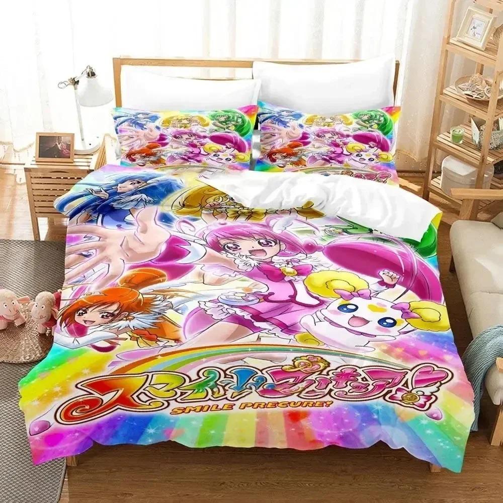 Anime Pretty Cure Bedding Set Boys Girls Twin Queen Size Duvet Cover Pillowcase Bed Kids Adult Fashion Home Textile Customizable