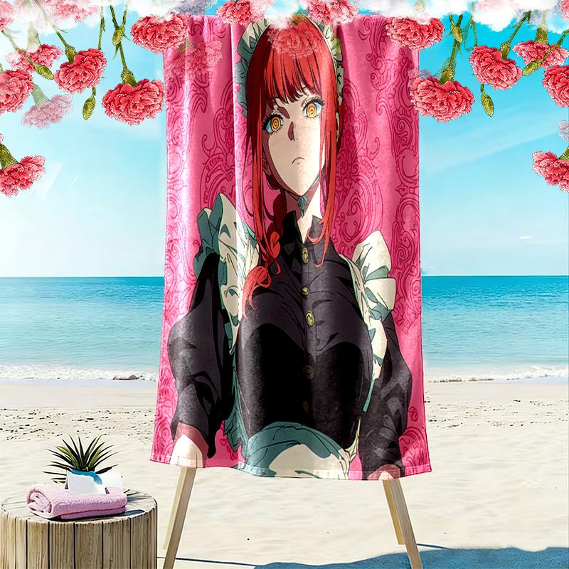 Chainsaw Man Print Beach Towel, Large Soft Quick Dry Towel for Beach Camping Swimming