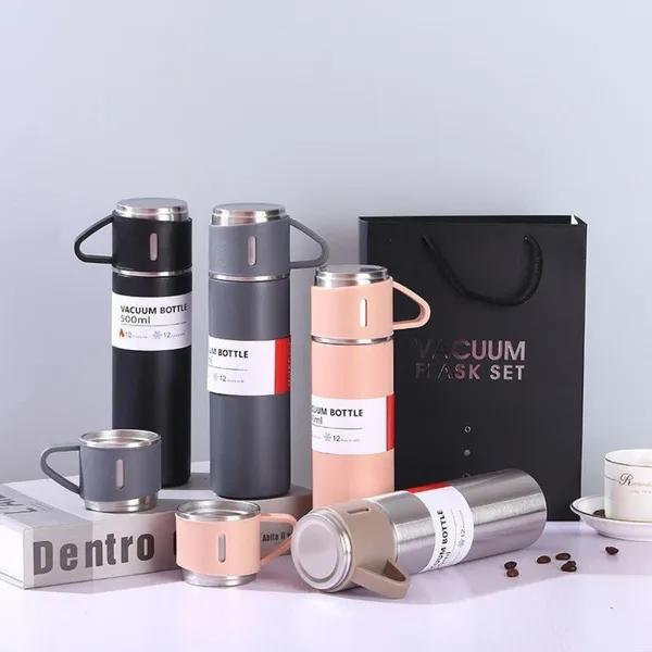 Vacuum Insulated Flask Stainless Steel Thermo Bottle with Cup for Coffee Tea 500ml Double-Layer Stainless
