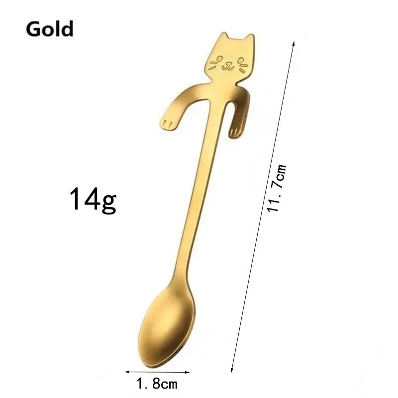 304 Stainless Steel Cat Hanging Coffee Spoon for Café and Home
