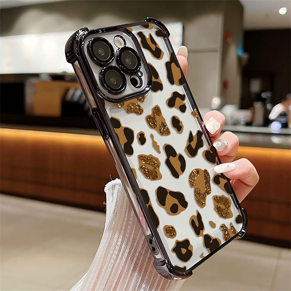 Shiny Colorful Leopard Print Plating Phone Case For Samsung S26 S25 S24 S23 S22 S21 S20 FE Note20 Edge Plus Ultra 4G 5G Airbag