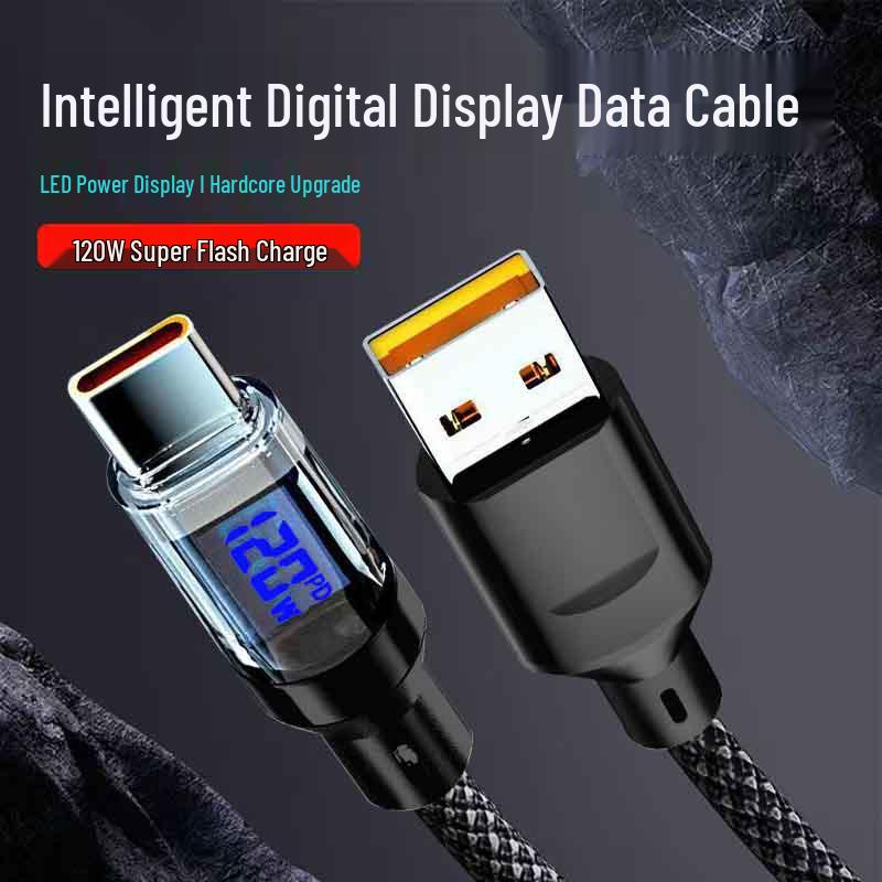 120W Super Fast Type-C Charging Cable 6A—Compatible with Huawei, Honor, Xiaomi