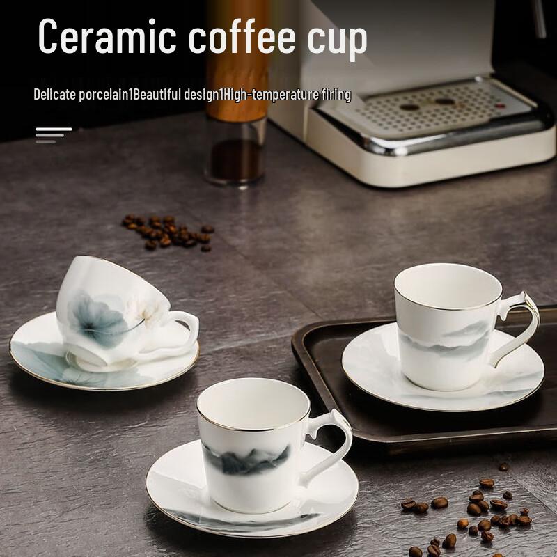 Xiaoyueya Lotus Pond Moonlight Ceramic Coffee Tea Cup & Saucer Set