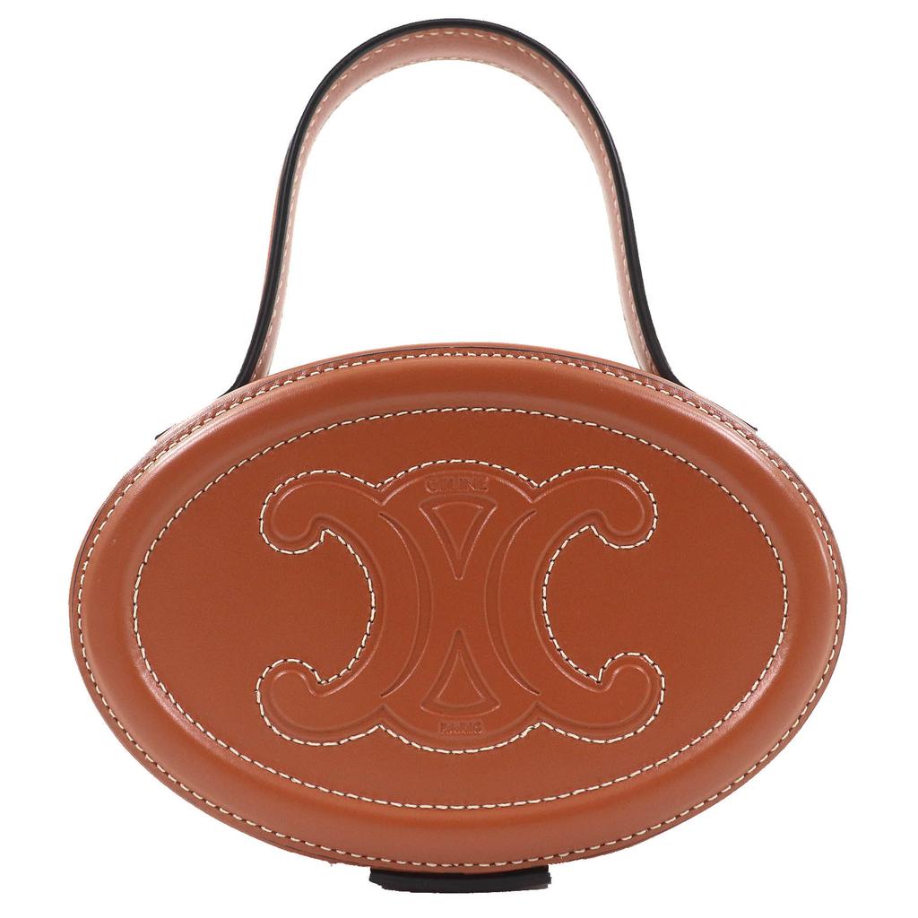 CELINE Handbag Oval Menodiaire Cuir Triomphe Smooth scarf skin Tan 198613 Used