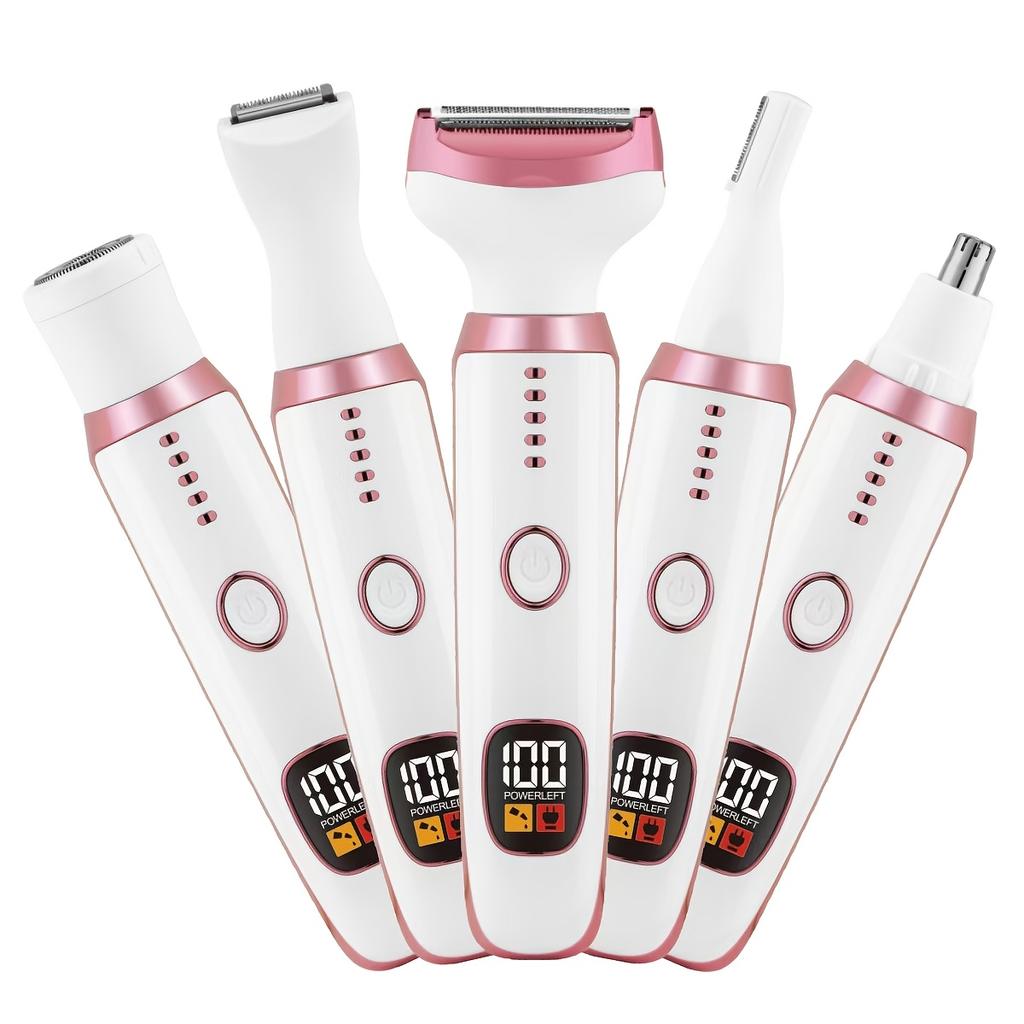 Multifunctional women's electric shaver,5Combination1Electric shaver Suitable for private areas, eyebrows, nose, face, legs, and underarms Portable
