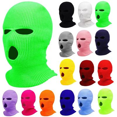 Winter Motorcycle Windproof Full Face Knit Hats Ski Mask Men Warm Wool Balaclava Embroidery Winter Hats Knitted 3 Holes Ski Mask