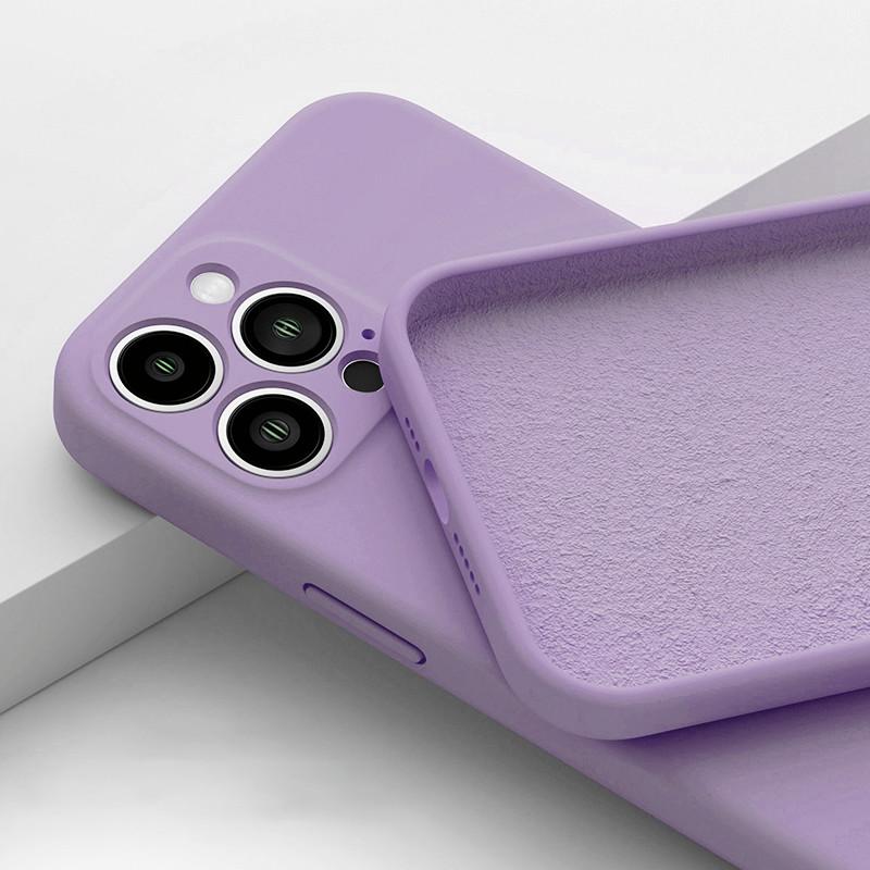 

Original Purple Liquid Silicone Color Shockproof Phone Case For iPhone 16 13 15 Pro Max 12 11 14 Plus X XS XR Soft Back Cover For iPhone XR