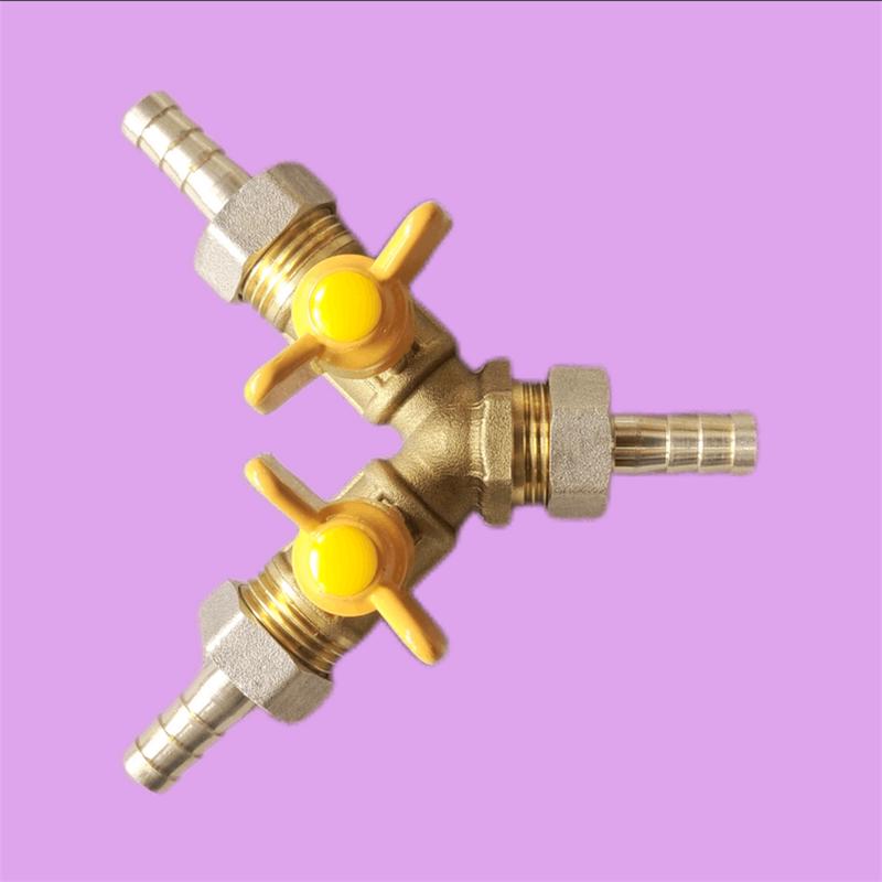 Brass Push-to-Connect Ball Valve Reducing Tee for Water Pipes (Sizes: 6/8/10/12/14/16mm)