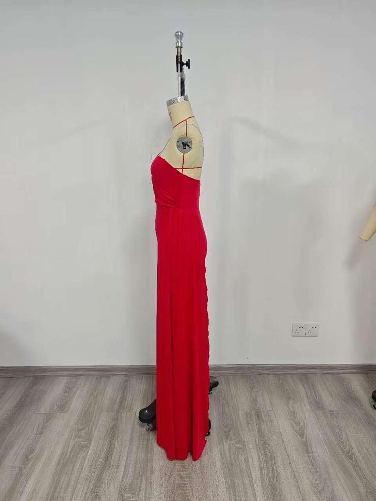Elegant Solid Color One-Shoulder Party Dress