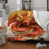1Pc Golden Dragon Clouds Flannel Blanket, Soft And Comfortable, Casual Warm, Camping Travel, Christmas, Halloween Xmas Gift. G1284