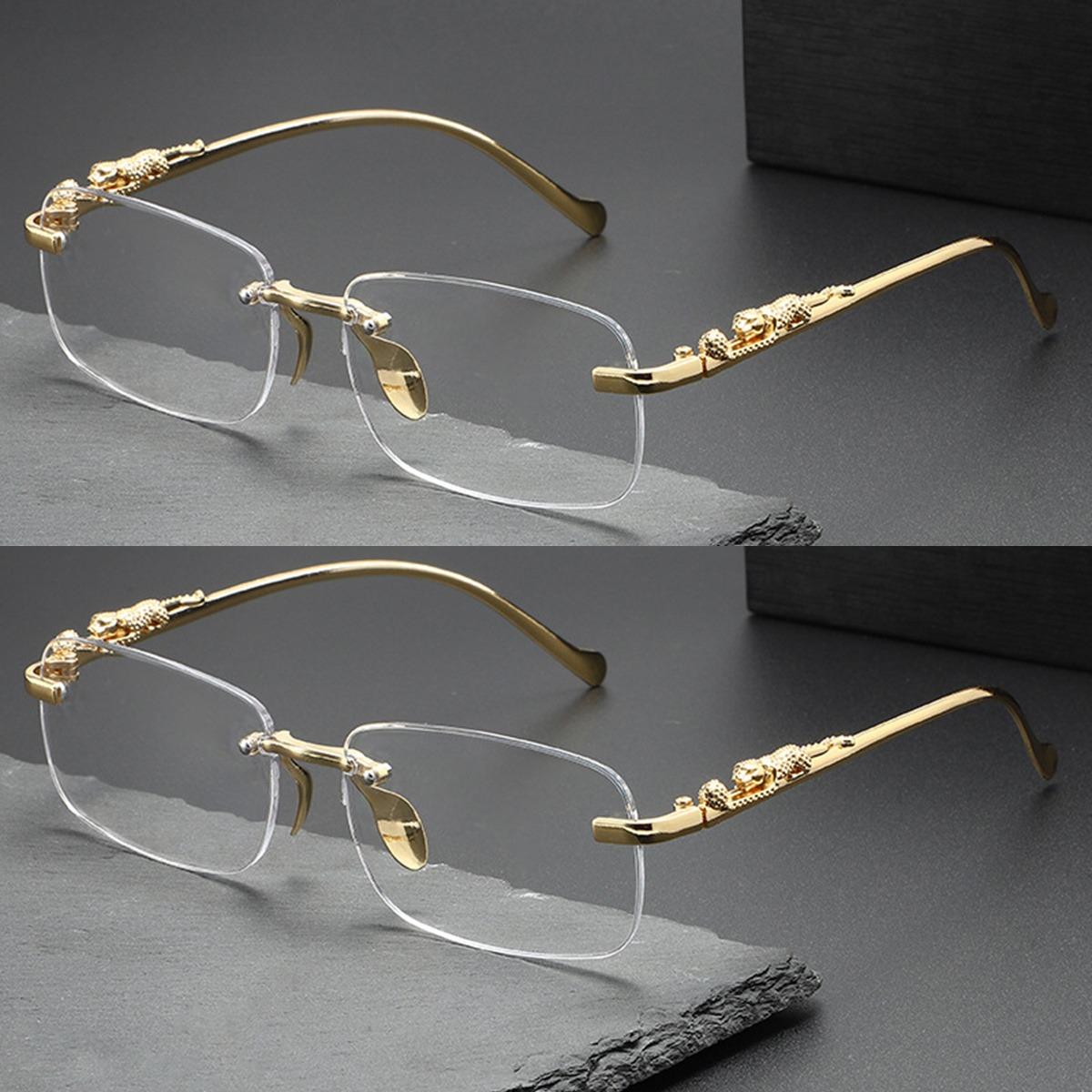 2 Pairs of Frameless Glasses for Men and Women Classic High-end Fashion Glasses for Women Frameless Trendy Glasses