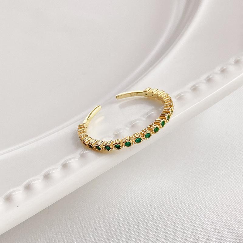 New 925 Sterling Silver Green Zircon Ring Personality Charm Simple Style Woman Ring Party Gift for Friends Exquisite Jewelry