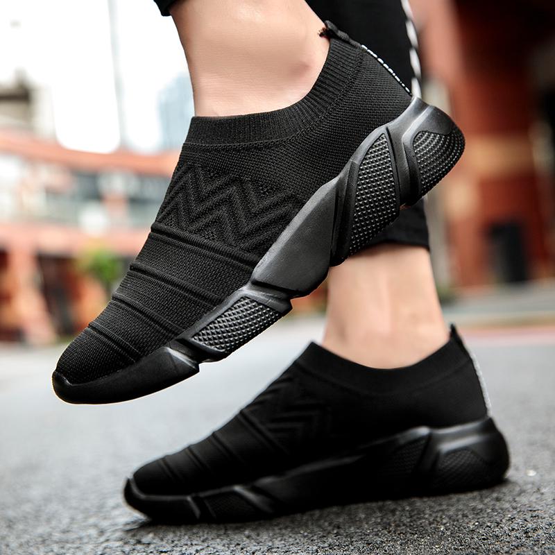 Couples Fashion Breathable Socks Solid Color Flyknit Sports Shoes Men's and Women's Outdoor Casual Shoes One Kick Off