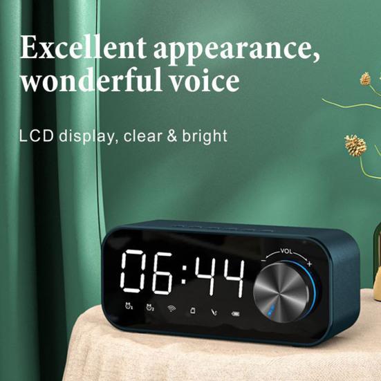 LED Digital Dual Alarm Clock Bluetooth-compatible Bass Speaker with TF AUX Music Player