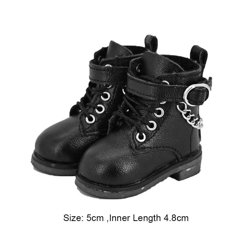 15CM Cotton Doll Shoes Fashion Rivet Chain PU Leather Boots For 1/6Bjd   Doll Clothes Accessories Casual Wearing For Plush Toys