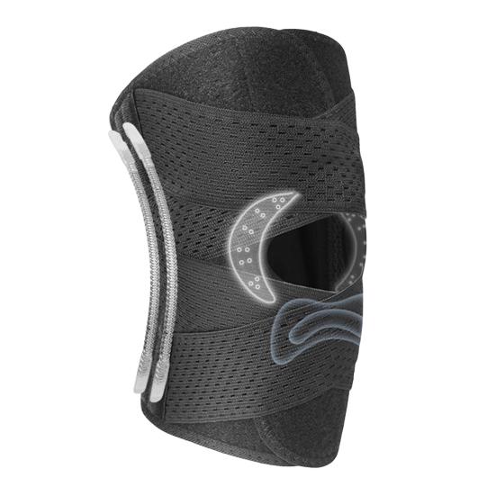 

Відкритий наколінник зі стабілізаторами по боках для зняття болю, регульований компресійний рукав на коліно, бандаж для відновлення після розриву меніска L чорний