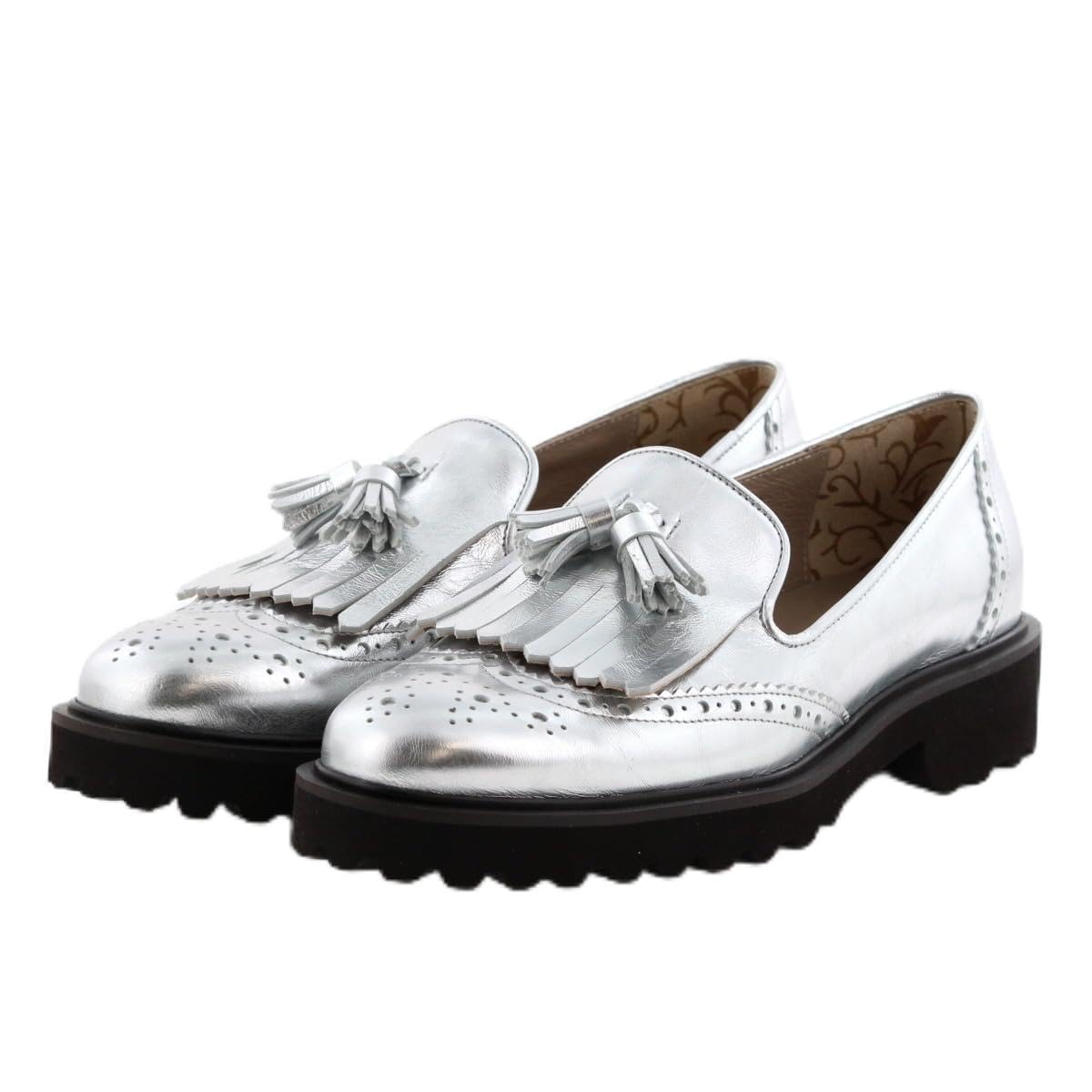 

HIMIKO Himiko Track Sole Quilted Tassel Loafers 641313 Silver 235 / / /