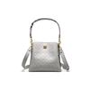 Willow Old Flower Embossed Pebbled Leather Bucket Bag Hand Shoulder Bag Small Size Women's Dove Gray