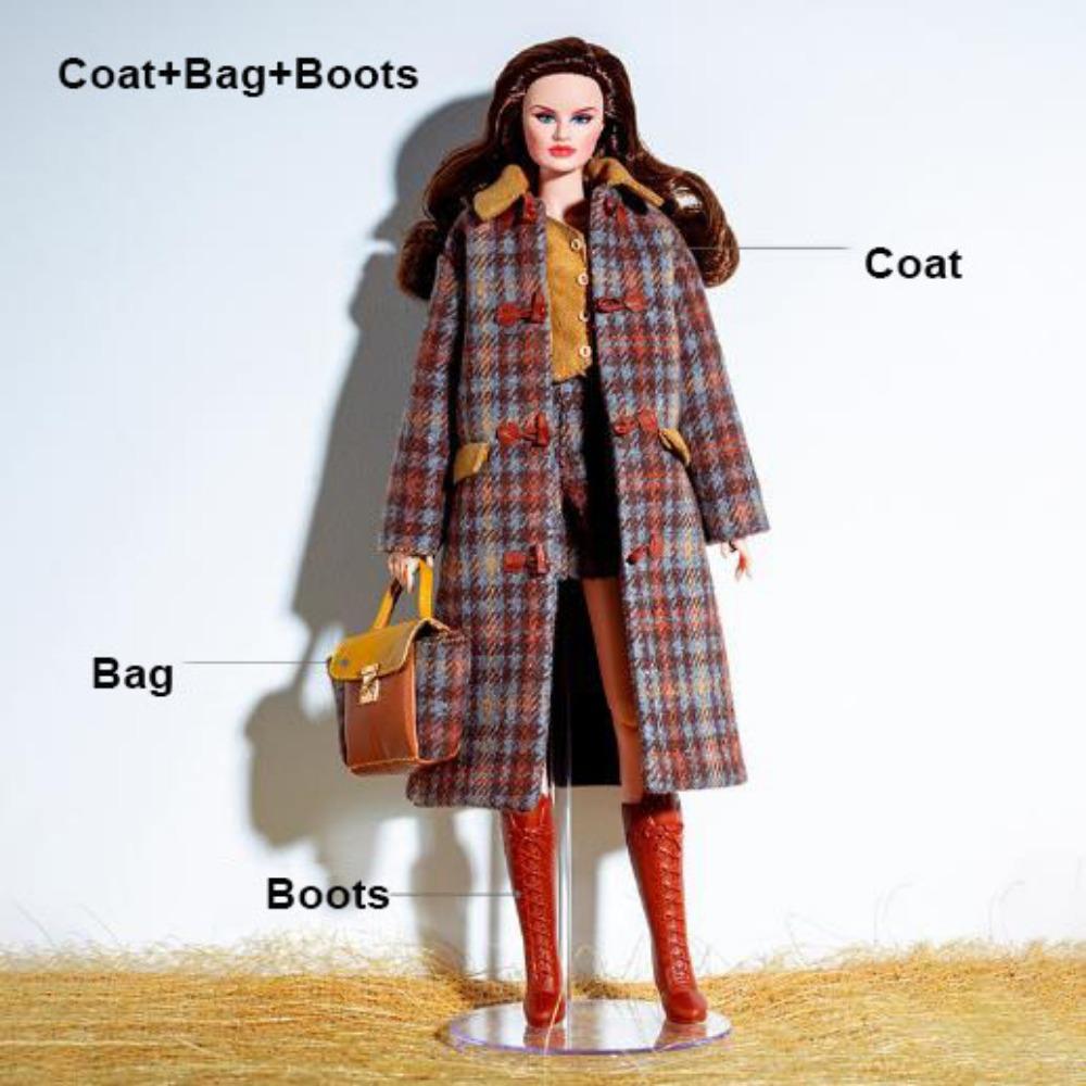 

Multistyles Plaid Sweater Series European Style Princess Dress Overcoat Accessories Set 1